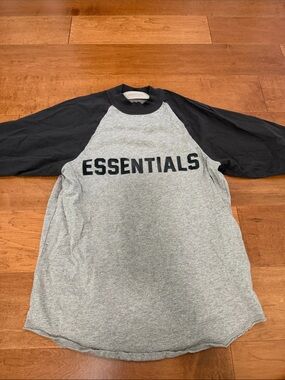 Essentials Grey Body Black Raglan Logo Tee
